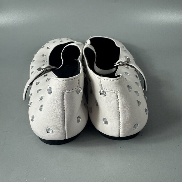 Tony Bianco White Sparkle Rhinestone Square-Toe Buffy Flats, Size 8.5 - Picture 9 of 16